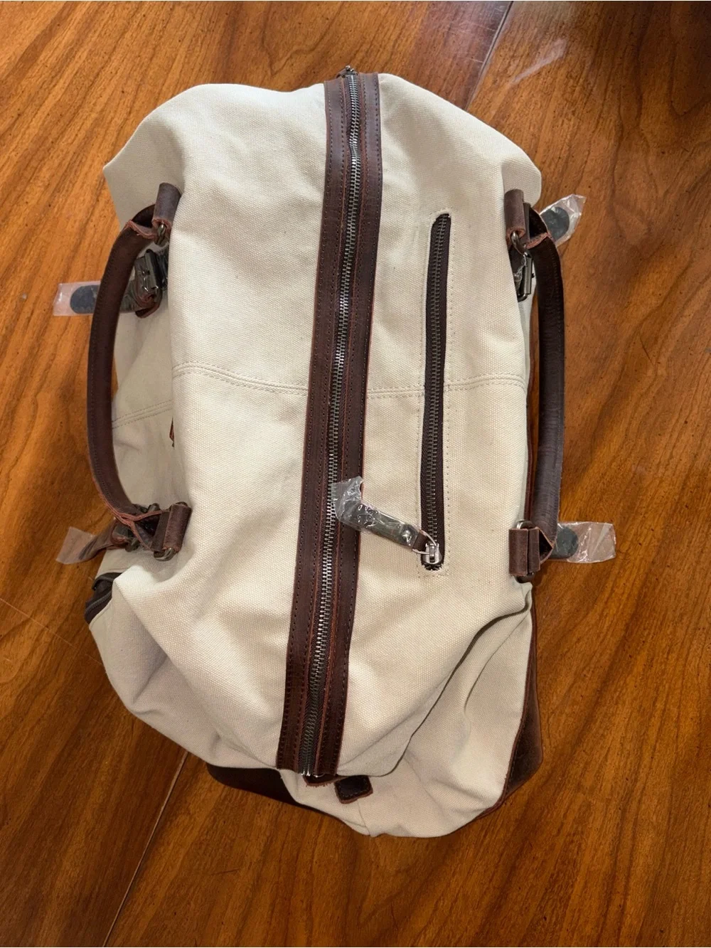 Canvas & Leather Overnight Weekender Duffle Bag NEW
